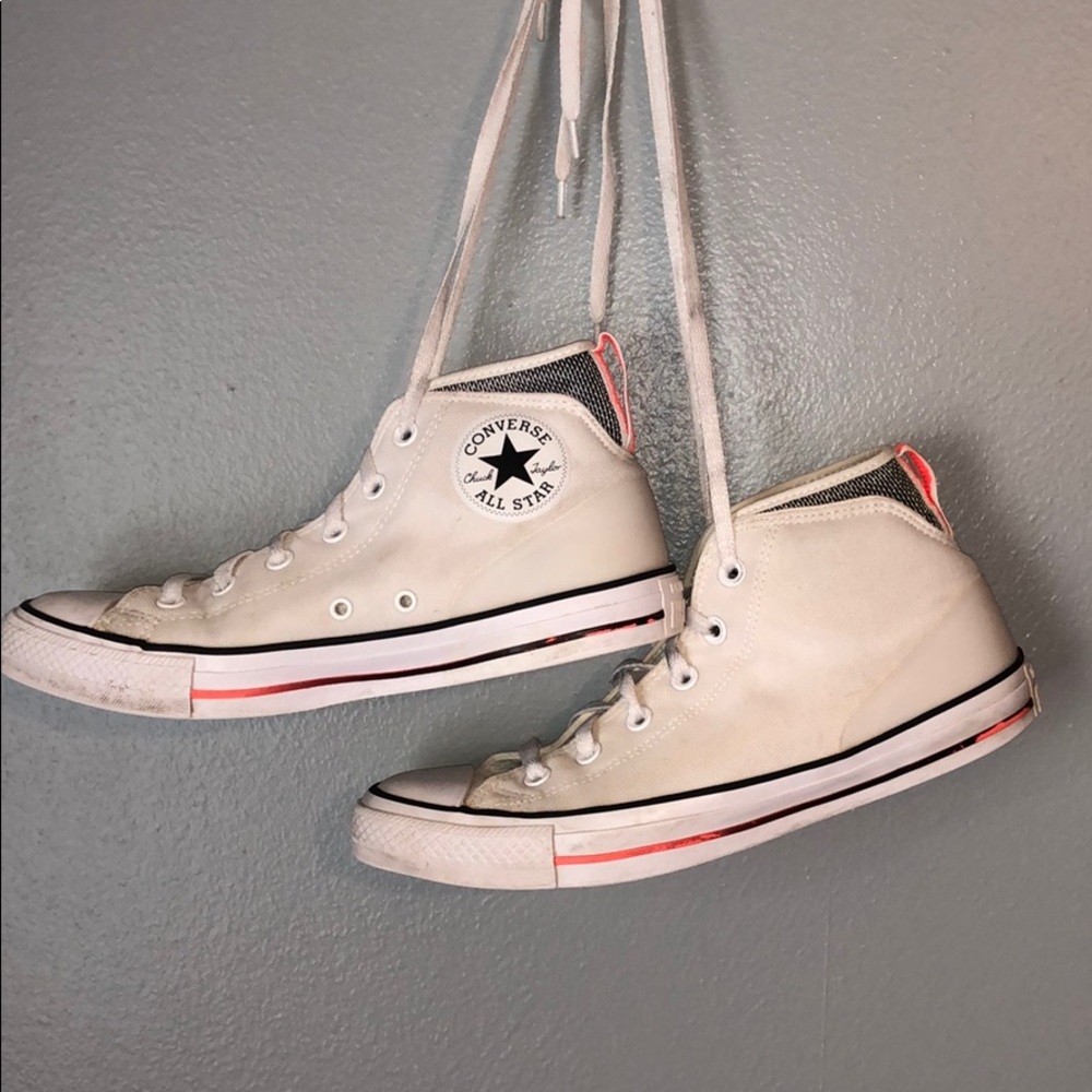 Padded white Converse mid top chucks
